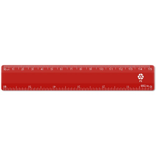 6" / 15cm Red Recycled Plastic Ruler