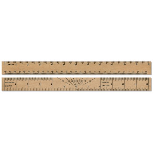 12"  / 30cm Wooden ruler with Protractor