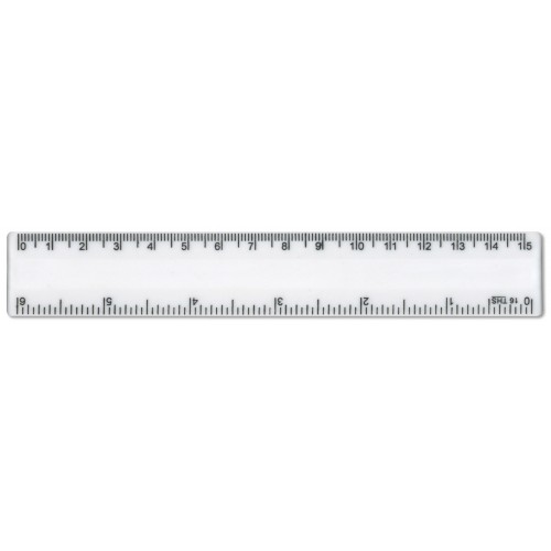 6"/15cm White Plastic Ruler