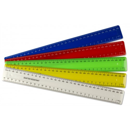 100 x 30cm / 300mm Coloured Rulers - 25 of 4 colours