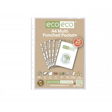 A4  Standard Multi Punched Pockets - Pack 25