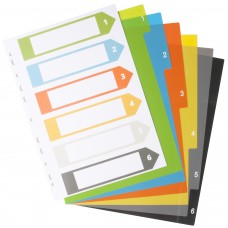 A4 Set of 6  Index File Dividers 